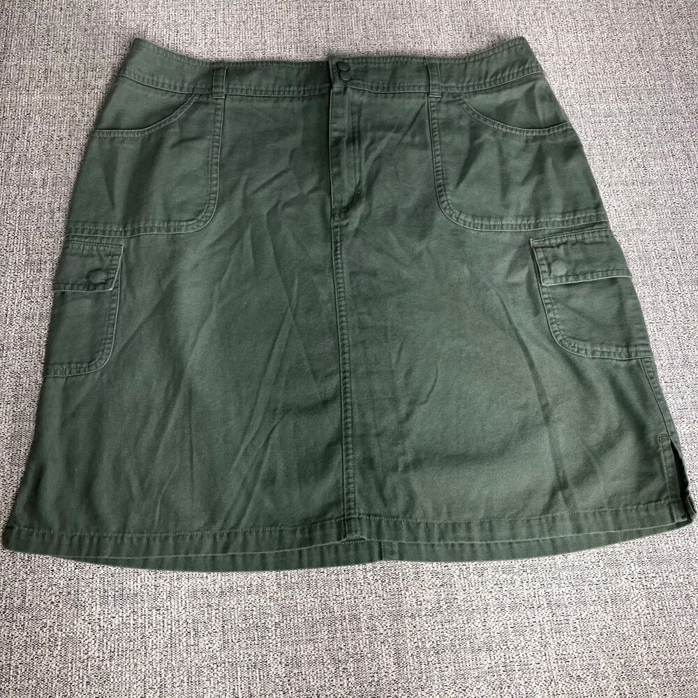 Eddie Bauer Olive Green Cargo Mini Skirt Cotton Size  14R